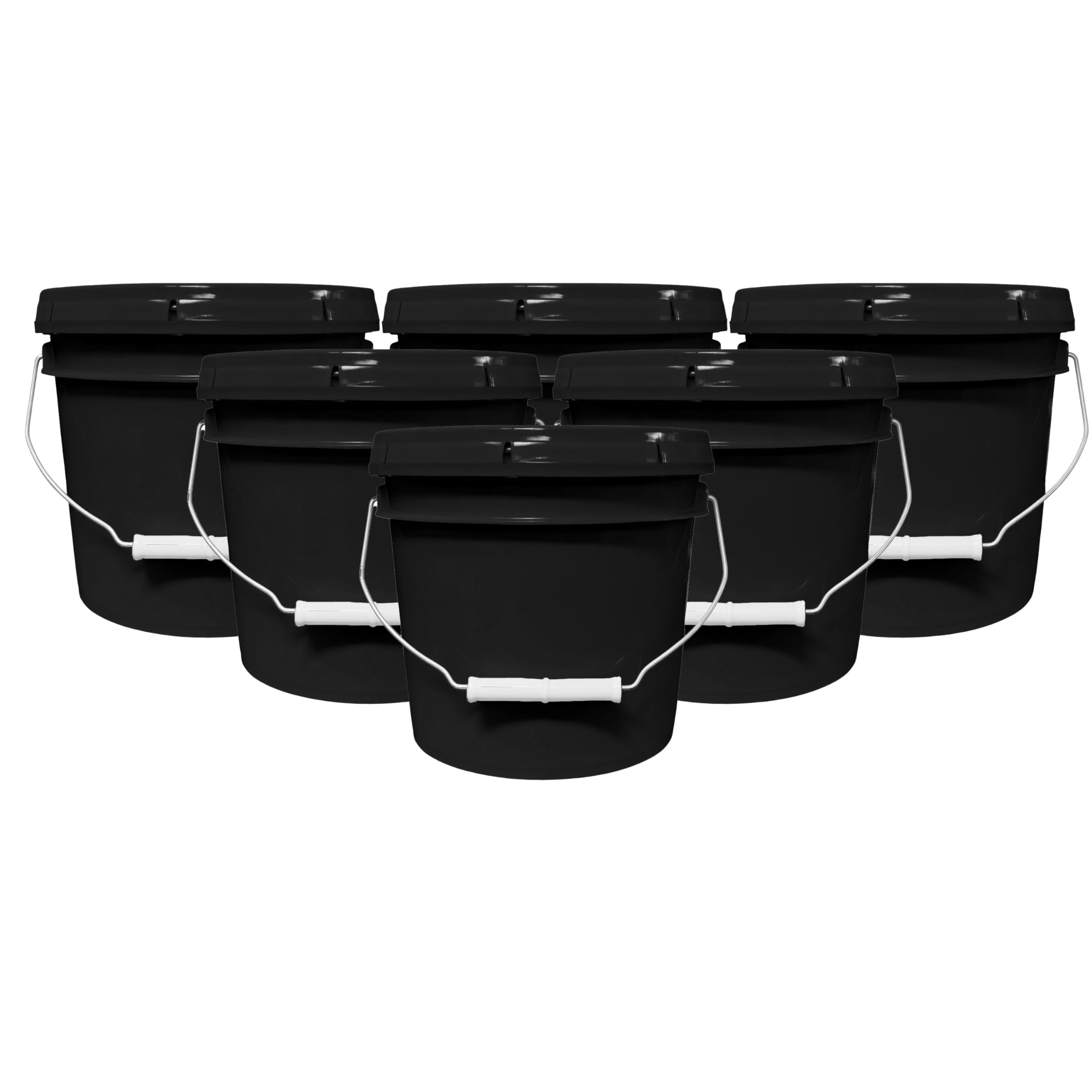 MKS Plastics 1-Gallon Bucket with Airtight Lid 6 Pack