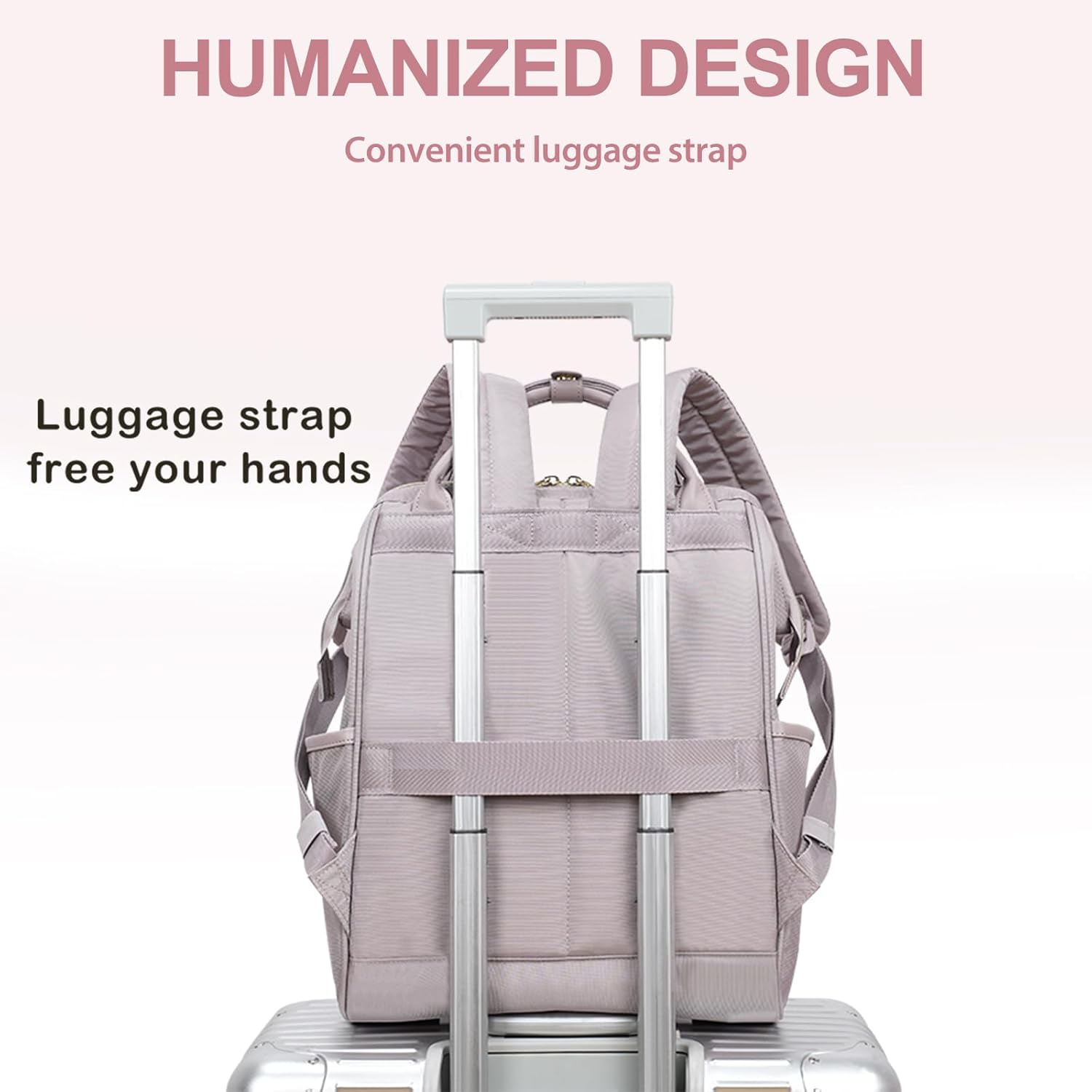 KROSER Laptop Backpack 17" Stylish Backpack Water Repellent College Casual Daypack Travel Business Work Bag for Men/Women-Quilted Dusty Pink