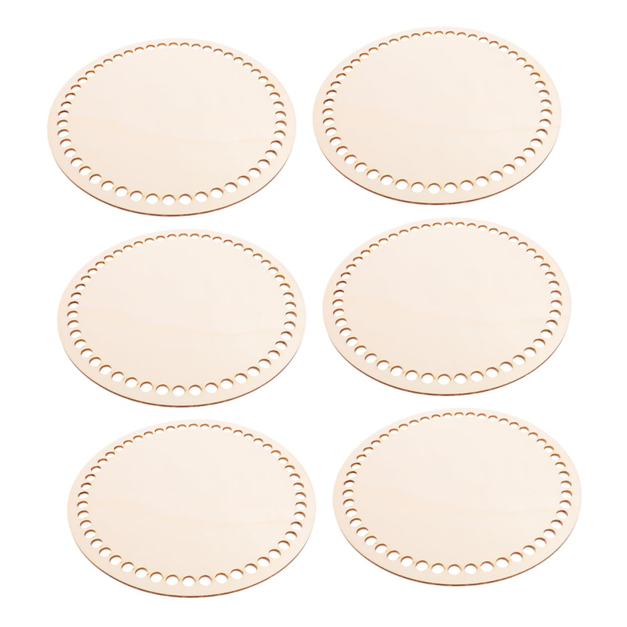 Lurrose 6pcs Round Weaving Basket Crafts Basket Base Unfinished Base for Crafts Weaving Basket Base Unfinished Weaving Base Knitting Crafts Base Crochet Round Base Basket Bottom Beige Wood