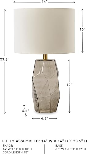 Miniatura 5 de Signature Design by Ashley Taylow - Lámpara de mesa contemporánea de cristal de 23.5 pulgadas, color marrón claro