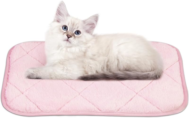 Tapete térmico autoaquecível para cães e gatos NWK com pelo sintético e base antiderrapante Rosa Blush Pequeno