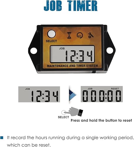 Miniatura 3 de Runleader Tacómetro digital con medidor de horas, recordatorio de mantenimiento, recuperación máxima de RPM, apagado del usuario, uso para