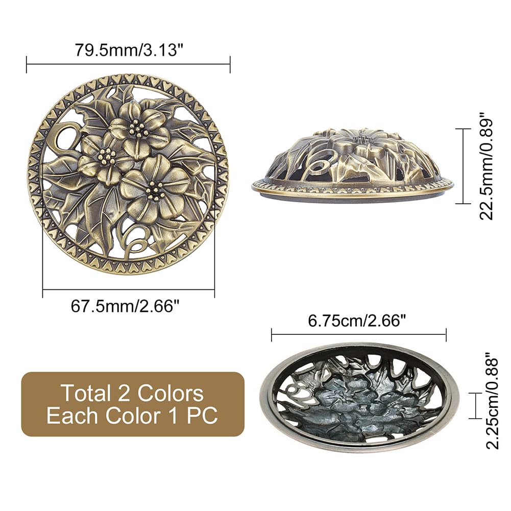 GORGECRAFT 2PCS Candle Cover Topper Scented Candles Cover Flowers Leaves Pattern lid Vintage Gold Red Alloy Toppers Jar Sleeves Accessories to Burn Evenly for Jar Melt Space - Image 2