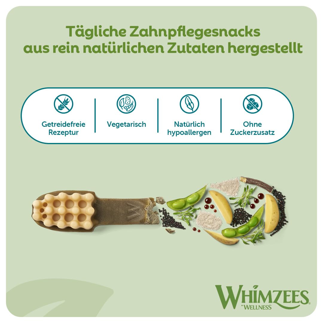 WHIMZEES Zahnbürste L, Monatspackung, 30 Stück – Größe L, Kaustangen für große Hunde zur Zahnpflege, Getreidefrei, Natürlich, ohne Zuckerzusatz
