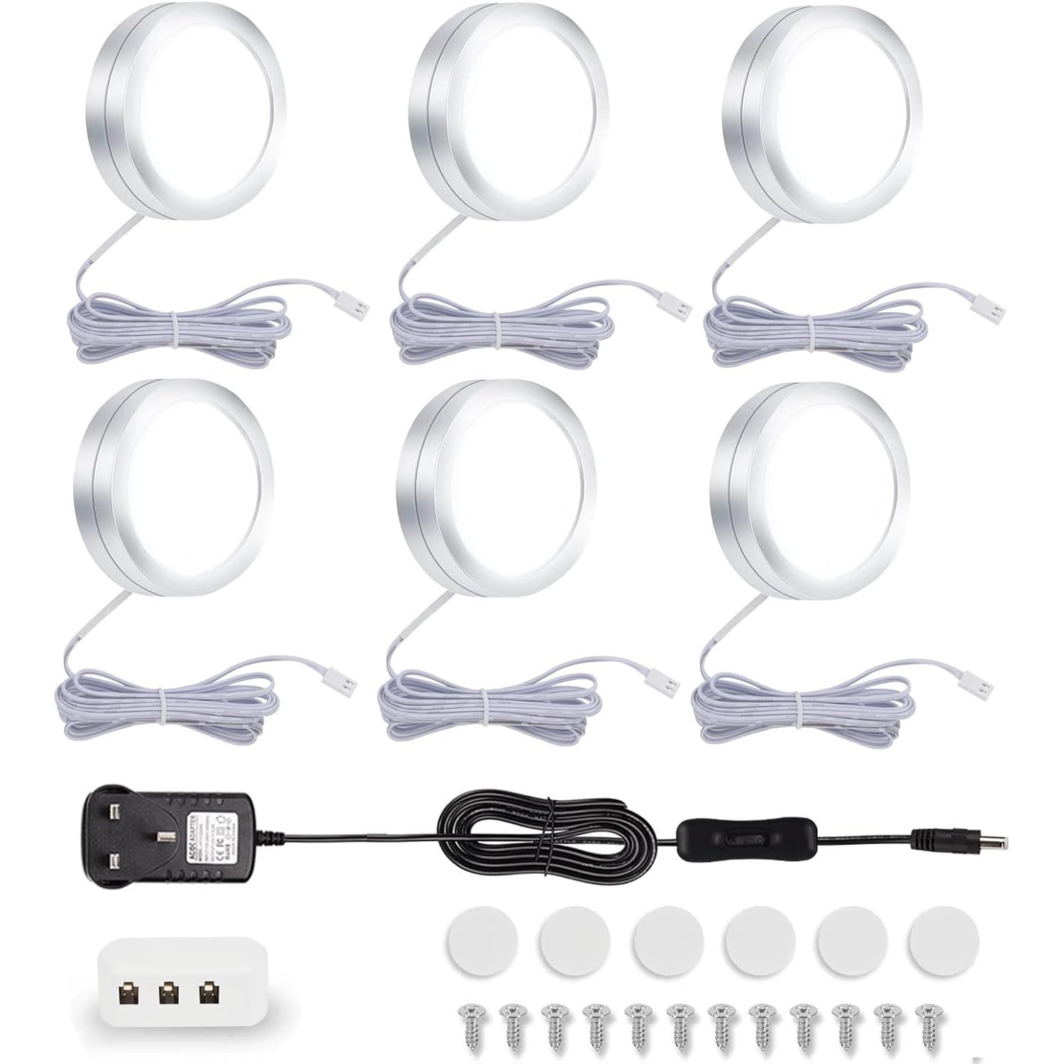 Bryze 6-Pack LED Cabinet Lights 12W 1500LM Cool White – 12V Low Voltage Plug-and-Play Lighting for Kitchen, Wardrobe, Display Cabinet & Shelf