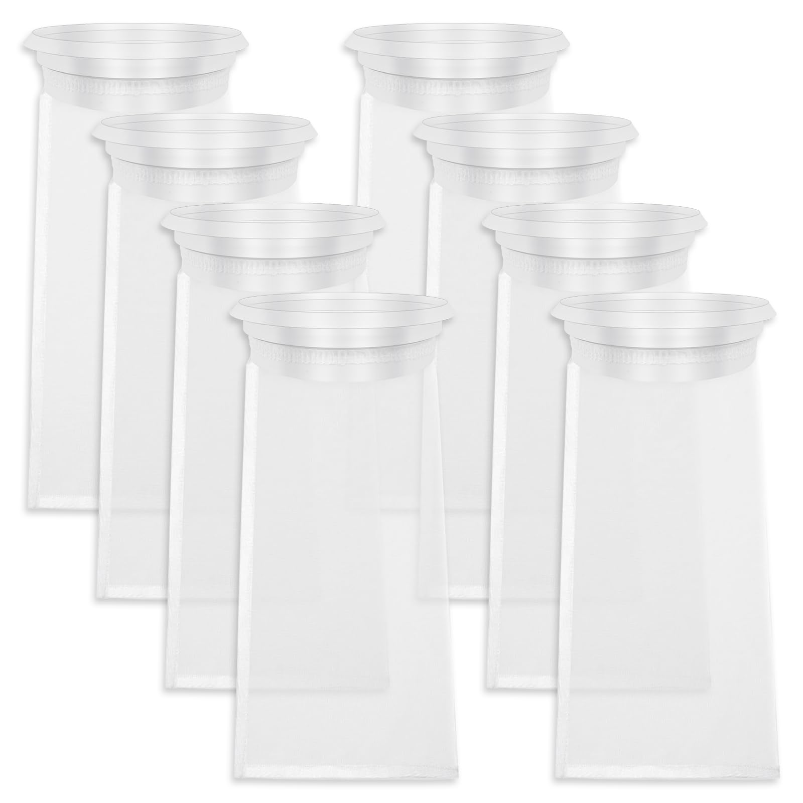 Betinyar 8PCS 4 Inch Ring Aquarium Filter Sock 200-Mesh Nylon, 9.84×5.31 inch Filter Socks with, Reusable Fine Mesh Bag for Saltwater Aquarium and Fish Tank Freshwater, Aquarium Filter Accessory