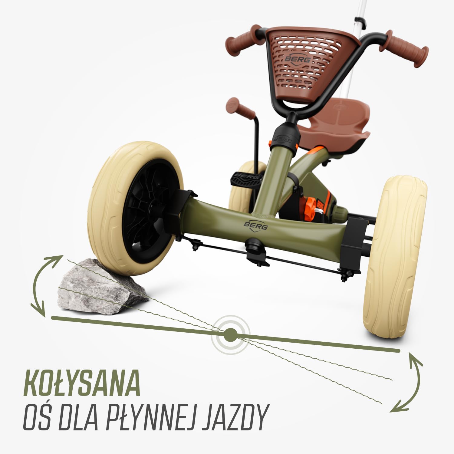 BERG Pedał Gokart Buzzy Retro 2 w 1 z drążkiem przesuwnym, pojazd dziecięcy, bezpieczeństwo i stabilność, zabawka dla dzieci w wieku 2-5 lat