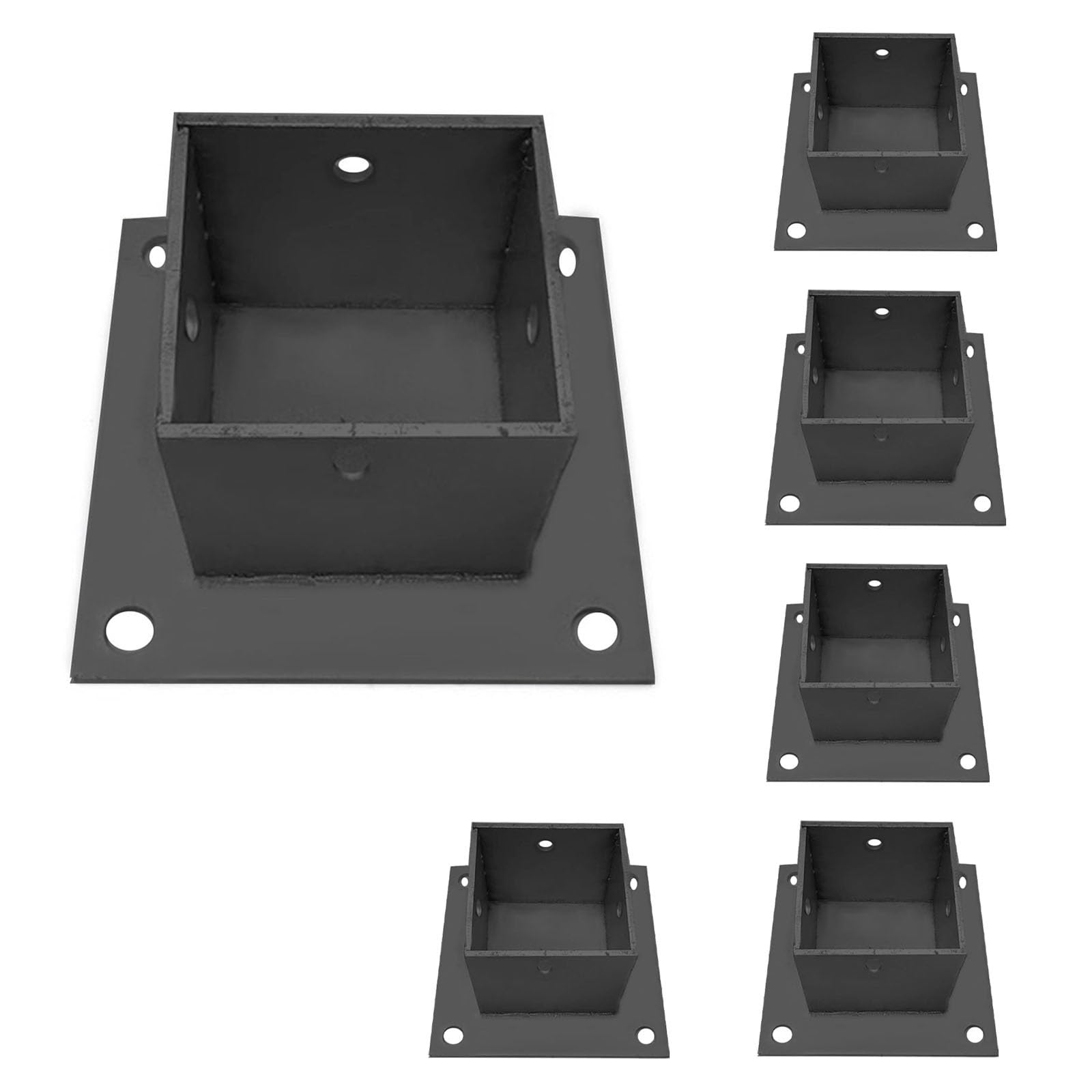 Placa base de soporte de poste para carteles, columnas de madera, hormigón, cubierta y anclaje de valla, brida de piso resistente para una instalación segura (paquete de 4)