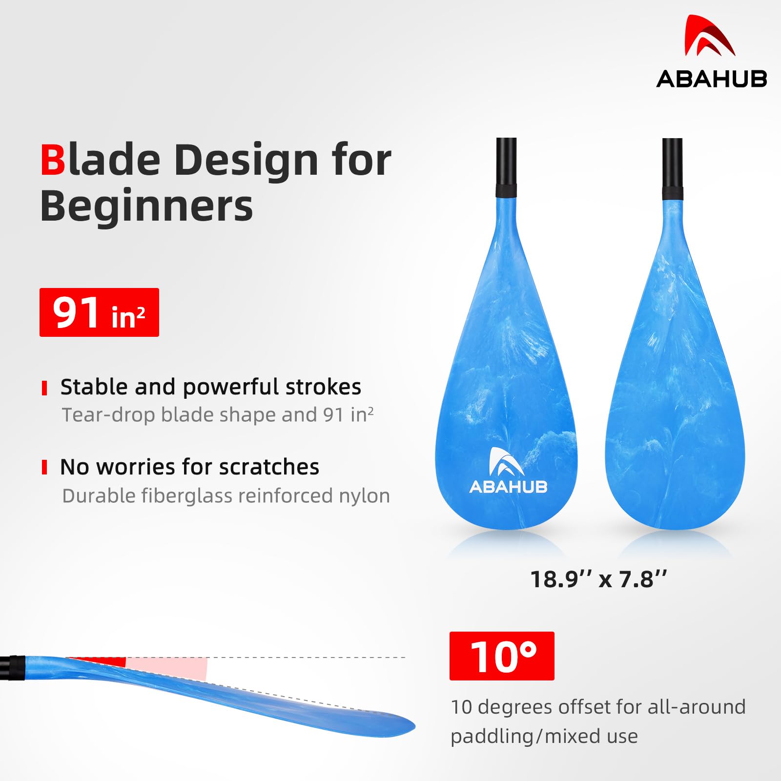 Abahub SUP Paddles - 3 Piece Adjustable Stand up Paddle - Lightweight Oar for Paddleboard, Adjustable Aluminum Alloy PU Coated Shaft 68