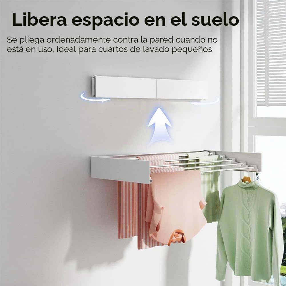 Tendedero, extensible, 80 cm, ahorra espacio, plegable, para colgar ropa, tendedero de pared para interior, baño, balcón