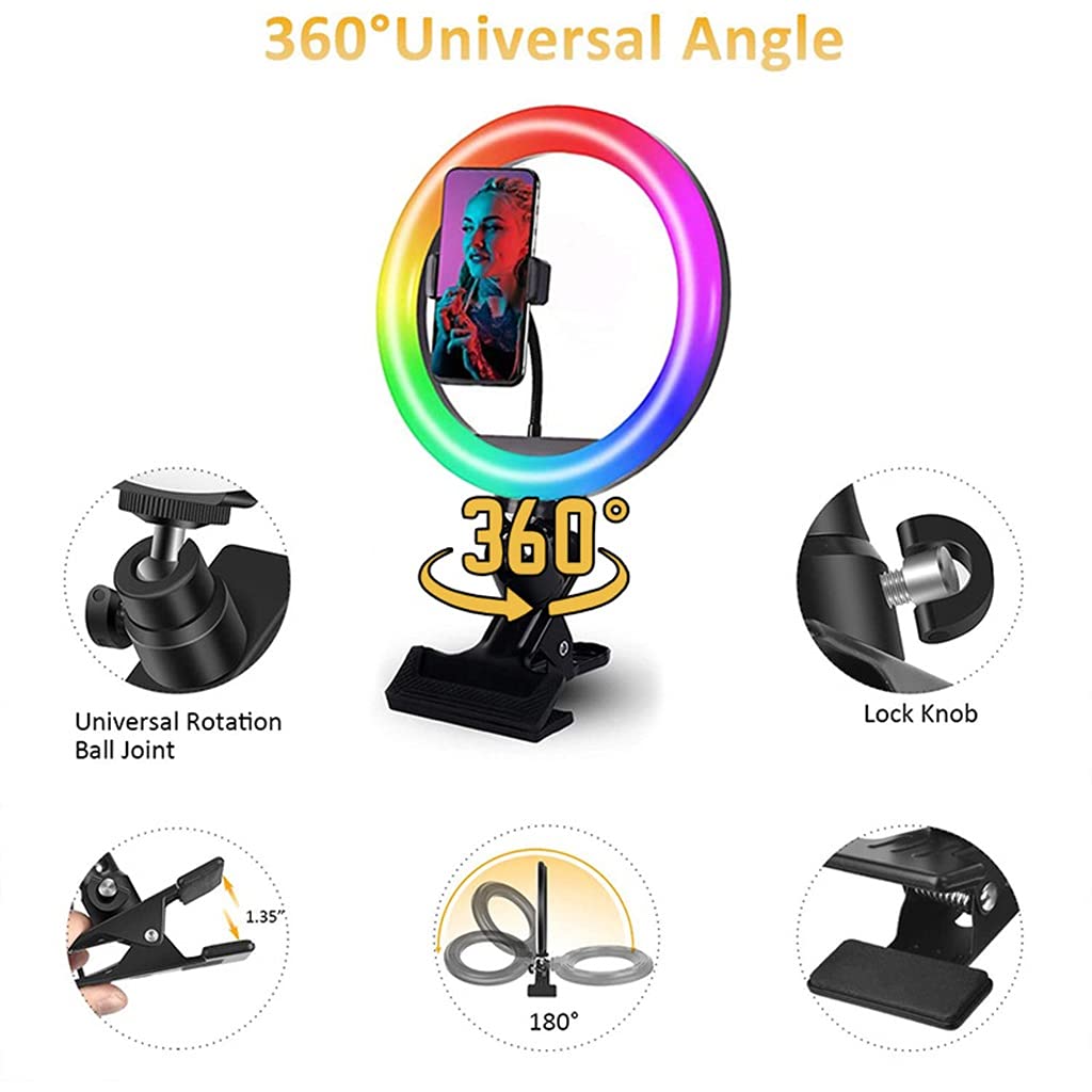 2 Pezzi Anello Luminoso da 6 Pollici, Kit di Illuminazione per Videoconferenza con Montaggio a Morsetto a Clip, 3000 K-6000 K, Mini Luci per Selfie a LED Piccole, per Registrazione Video