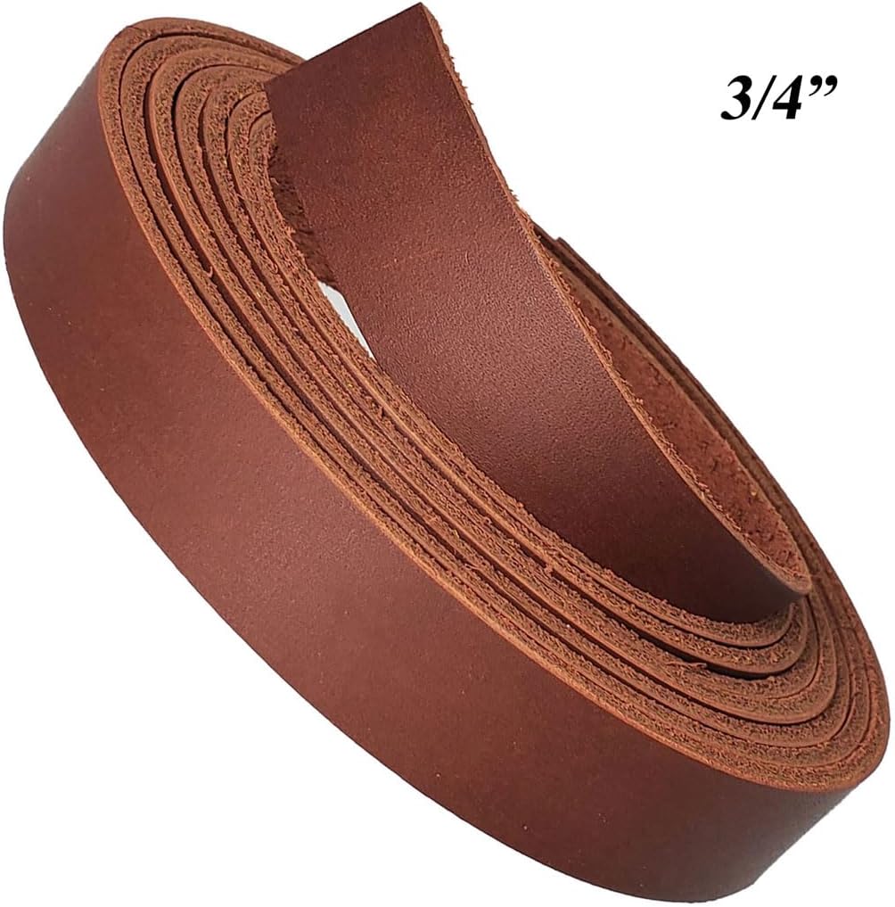 Leather Strips 1/2 Inch Wide 96 Inch Long - 6-7 oz (2.4-2.8 mm) Latigo Leather Strips Great for Belts, Collars,Leather Craft - Made in USA by Pitka Leather (Mahogany)