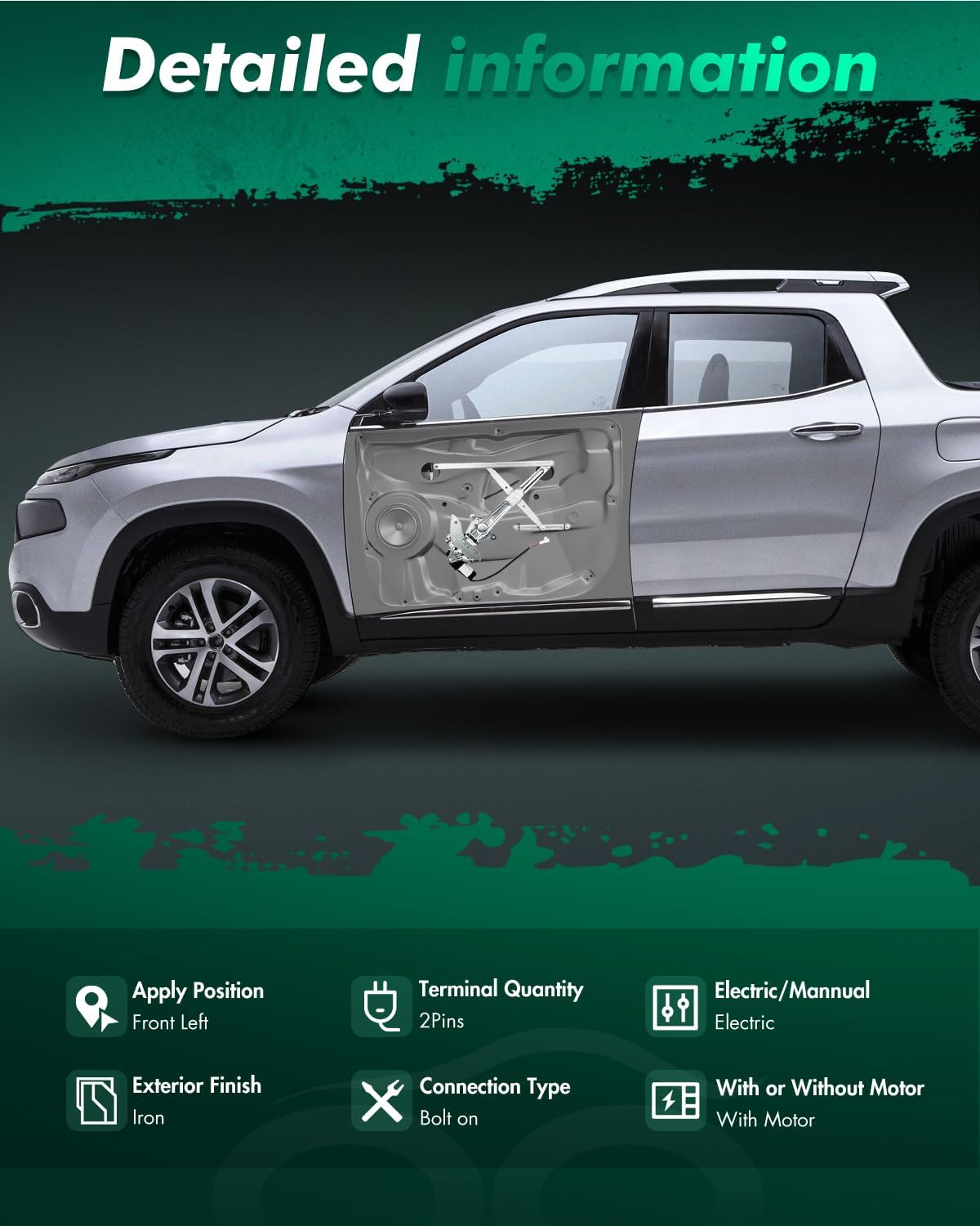 SCITOO Front Left Driver Side Power Window Regulator with Motor Replacement for 2000-2006 for Toyota Tundra,Replace 748-502,698020C010, 857200C010, 8572034030