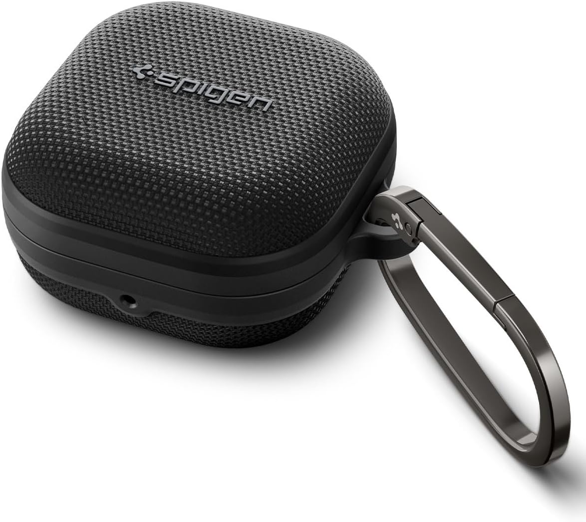 Spigen Classic Fit Designed for Samsung Galaxy Buds 4 Pro Case/Galaxy Buds 4 Case (2026) Premium Fabric Cover with Carabiner - Black