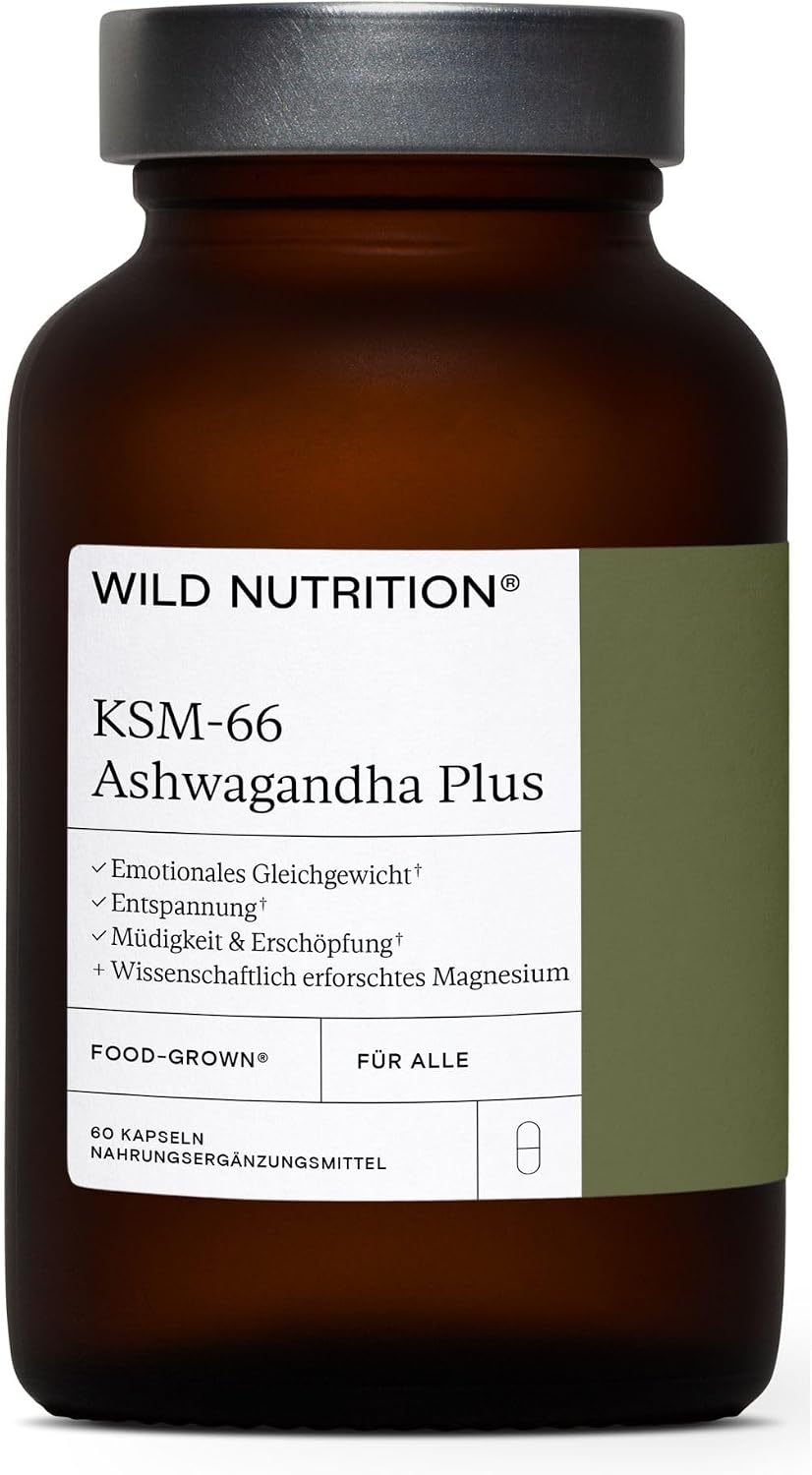 Wild Nutrition Food-Grown Ashwagandha KSM 66 Plus Ethically Sourced Support Mind and Body No Added Filler Effective Ashwagandha Tablets - 60 Capsules