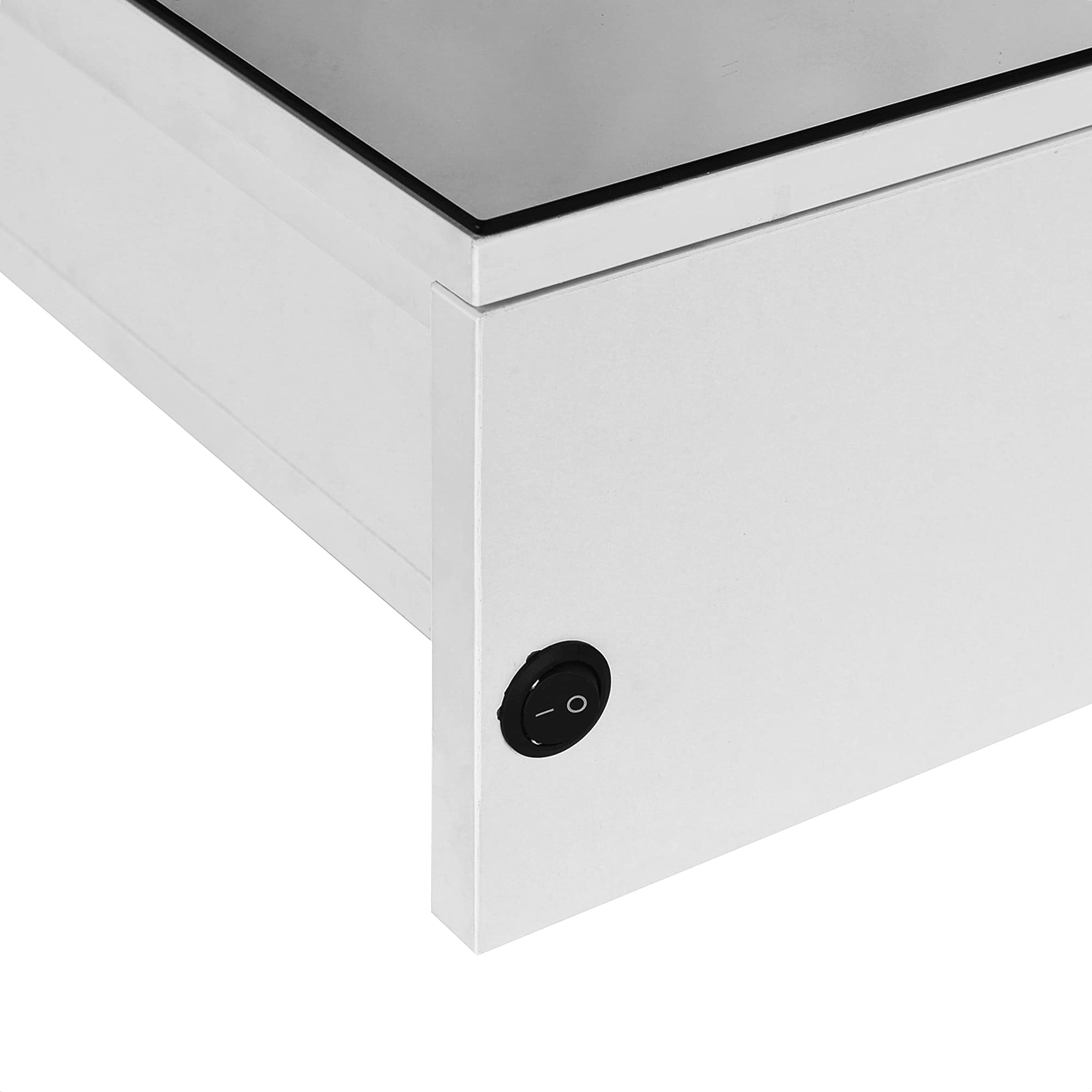 HOMCOM Specchio Bagno Contenitore con Luci a LED, Armadietto con Specchio a Muro, Ripiano Aperto e Ripiano Interno Regolabile, in Vetro e MDF, 80x15x60cm