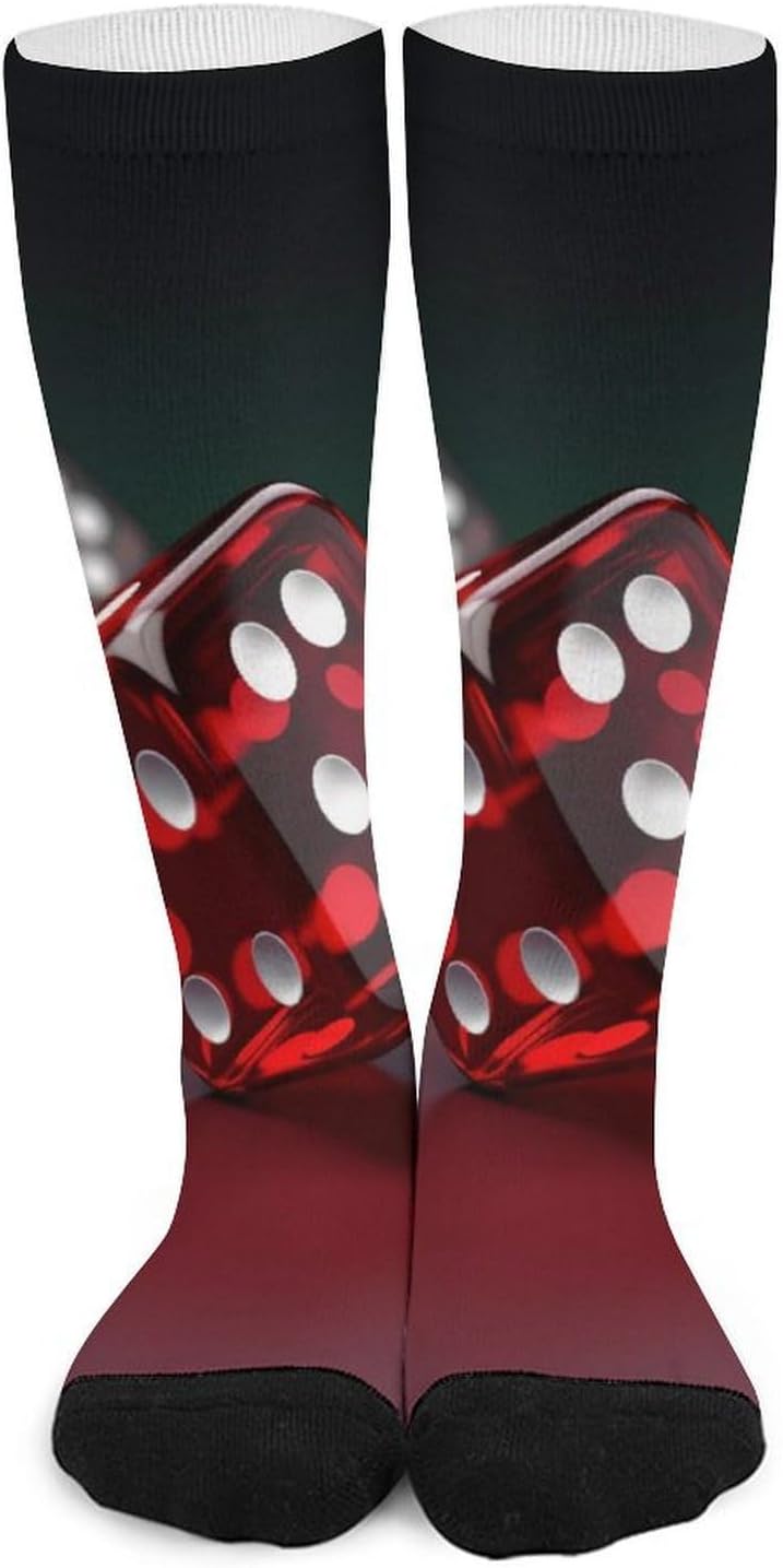 Knee High Socks Red Dice Long Tube Boot Seamless Toe
