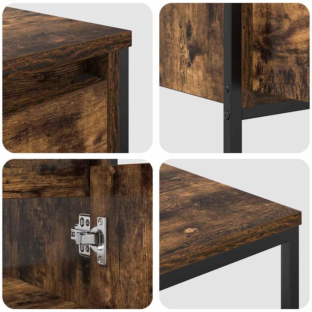 Juego de 3 piezas de lavabo con armario para lavabo de roble ahumado, 36 x 35 x 165 cm, moderno mueble de baño para pequeños baños e invitados