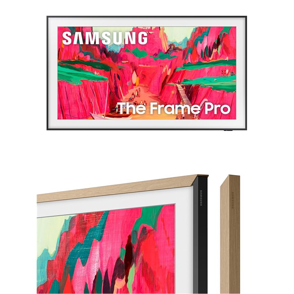 SAMSUNG 65-Inch The Frame Pro LS03FW 4K Neo QLED Mini LED Smart TV (2025 Model) with Modern Teak Customizable Bezel