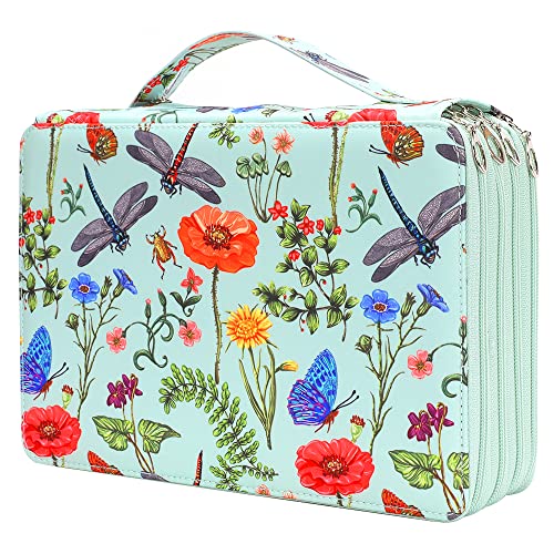 Image of Vomgomfom 200 Slots Pencil Case 4-Layer PU Leather, Handle, Green