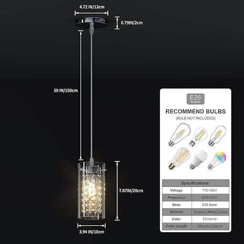 Miniatura 5 de baunoisk Mini lámparas colgantes de cristal, lámpara colgante pequeña, moderna de cristal, isla de cocina, paquete de 3 luces colgantes para cocina,