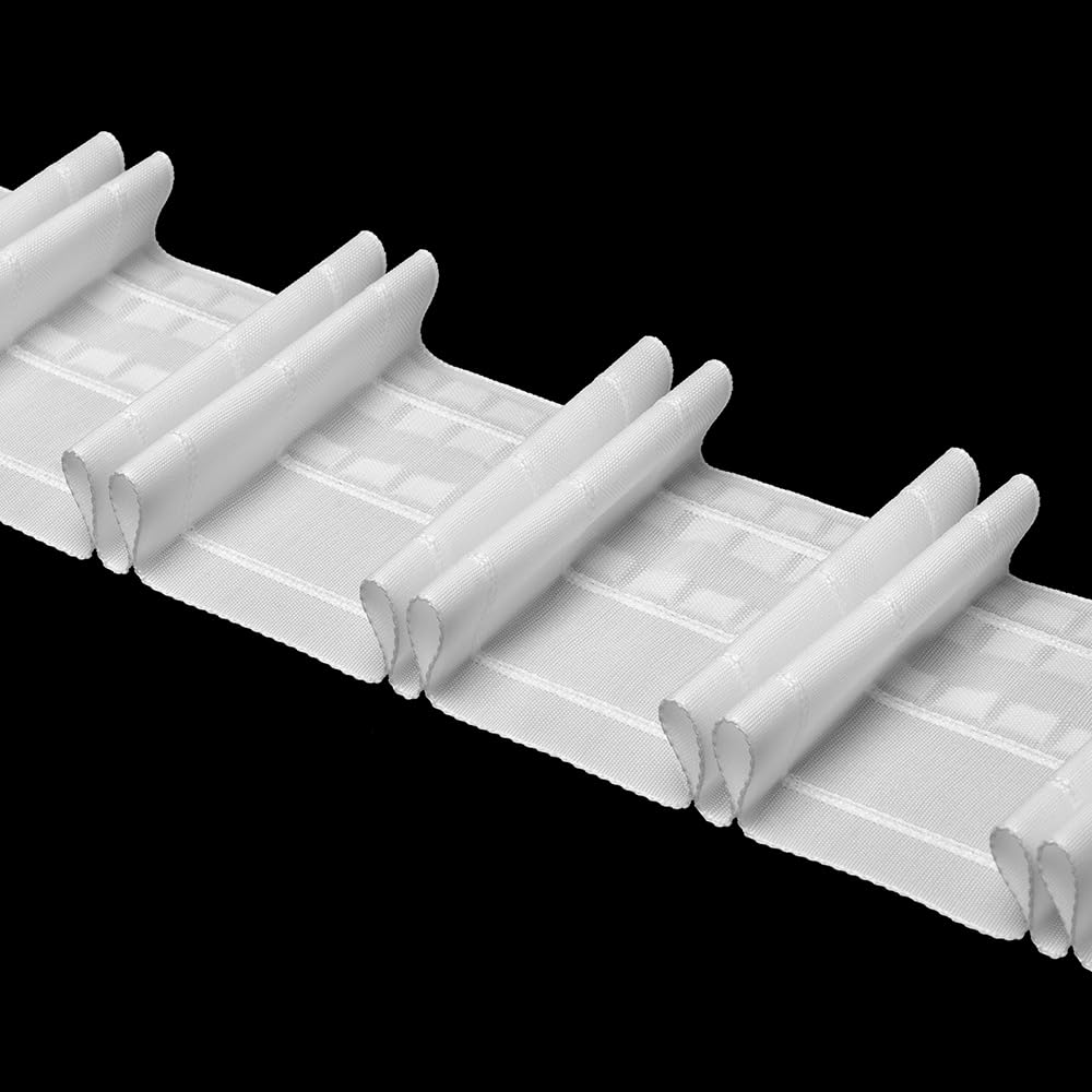 Oz-Is Dar Tekstil Gardinenband 50 Meter Bleistiftfalte 100 mm 1:2.5 100% Polyester Weiß Faltenband zum Annähen für Vorhänge und Gardinen 4361P