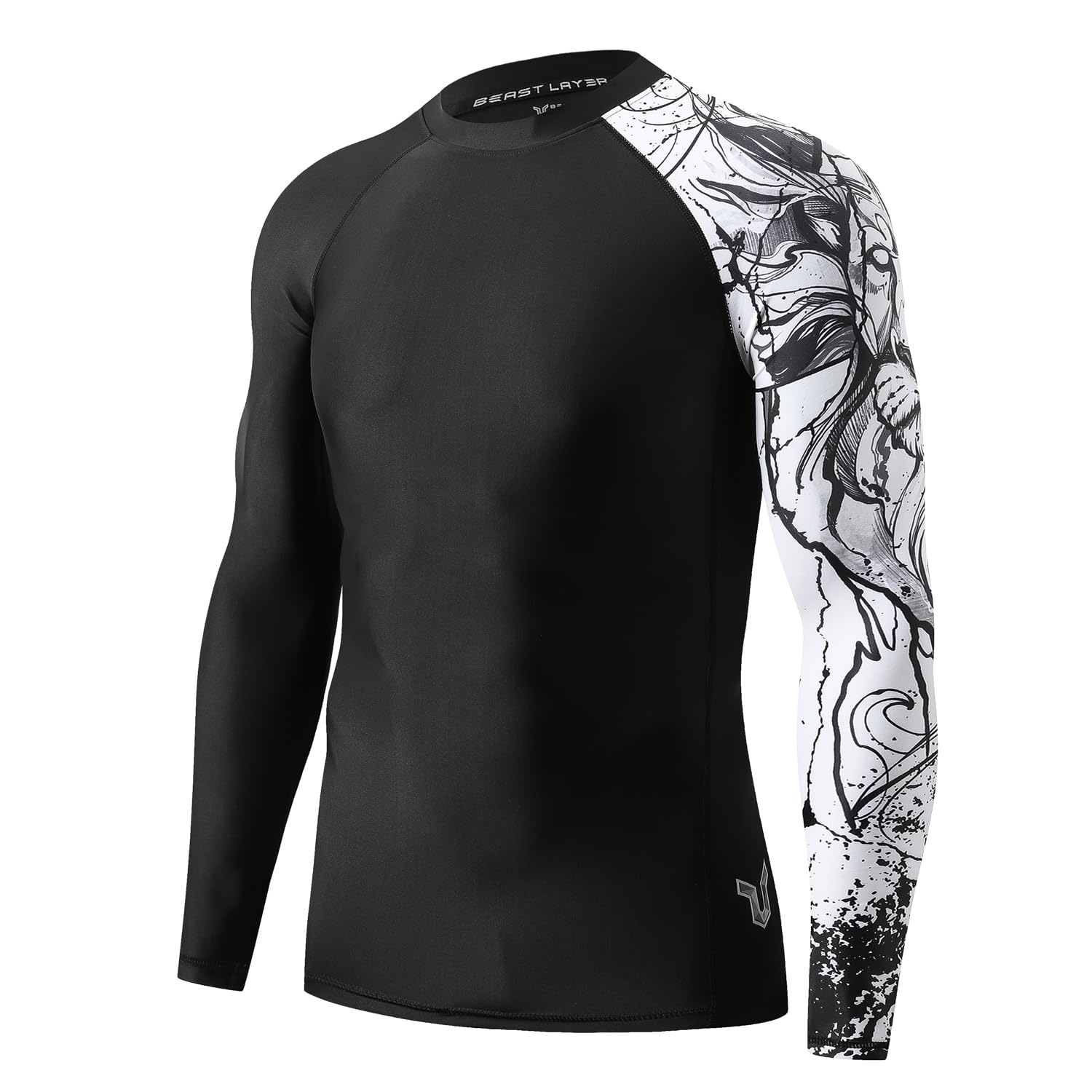 HUGE SPORTS Camiseta de Baño de Manga Larga para Hombres Rashguard de Compresión