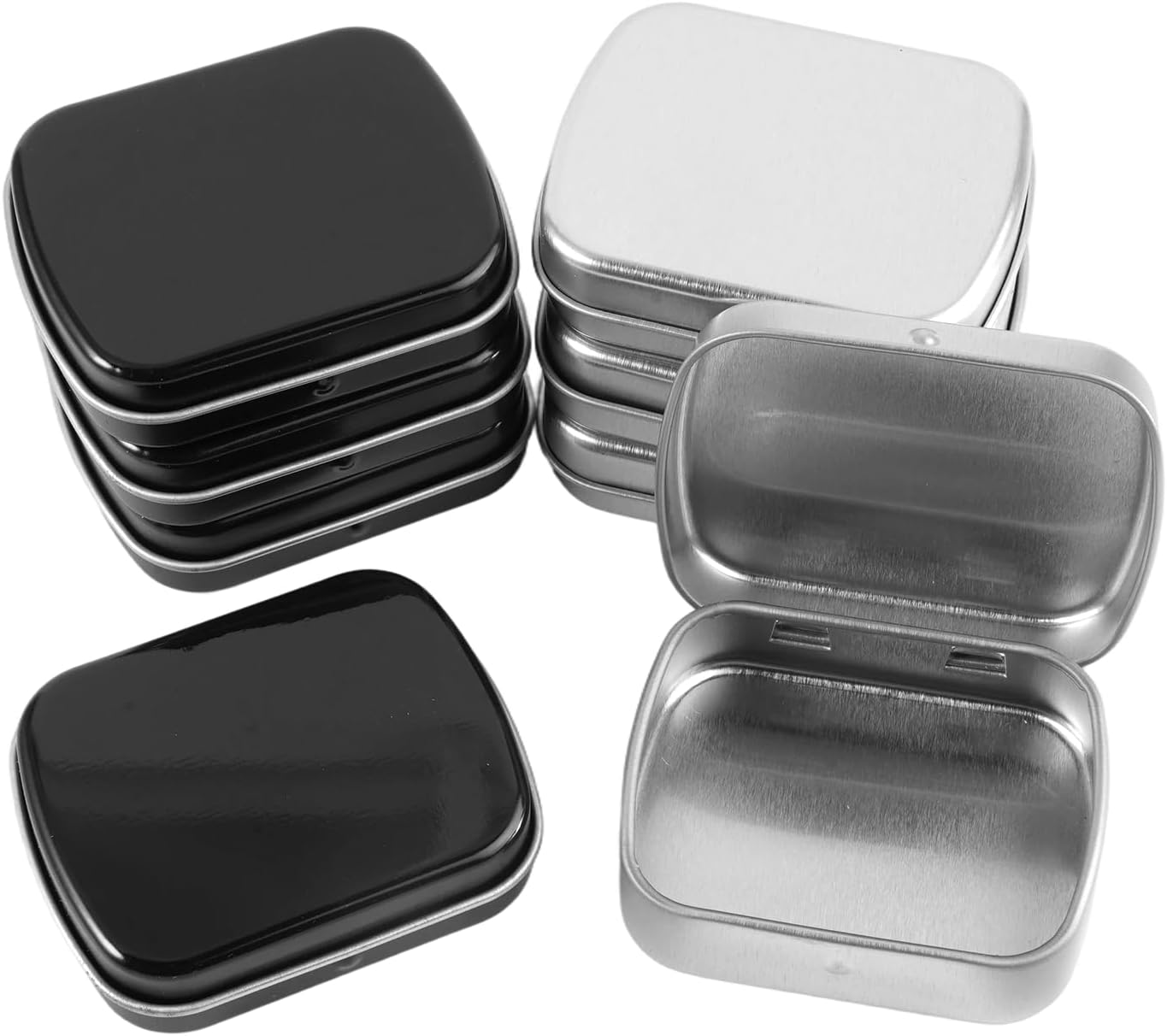 Pack of 8 Small Rustproof Metal Jars with Lid 6 x 4.5 x 1.5 cm