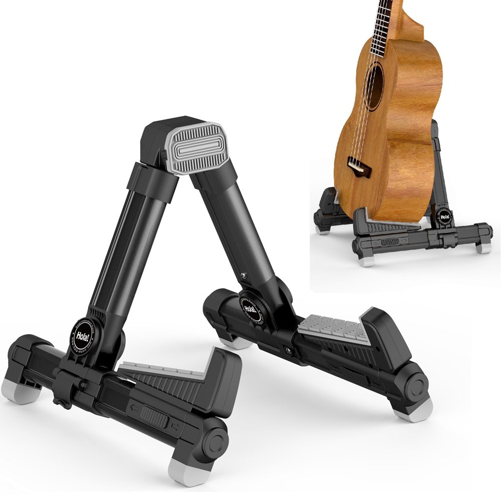 Portable Folding Ukulele Stand by Hola! Music - Black Aluminum