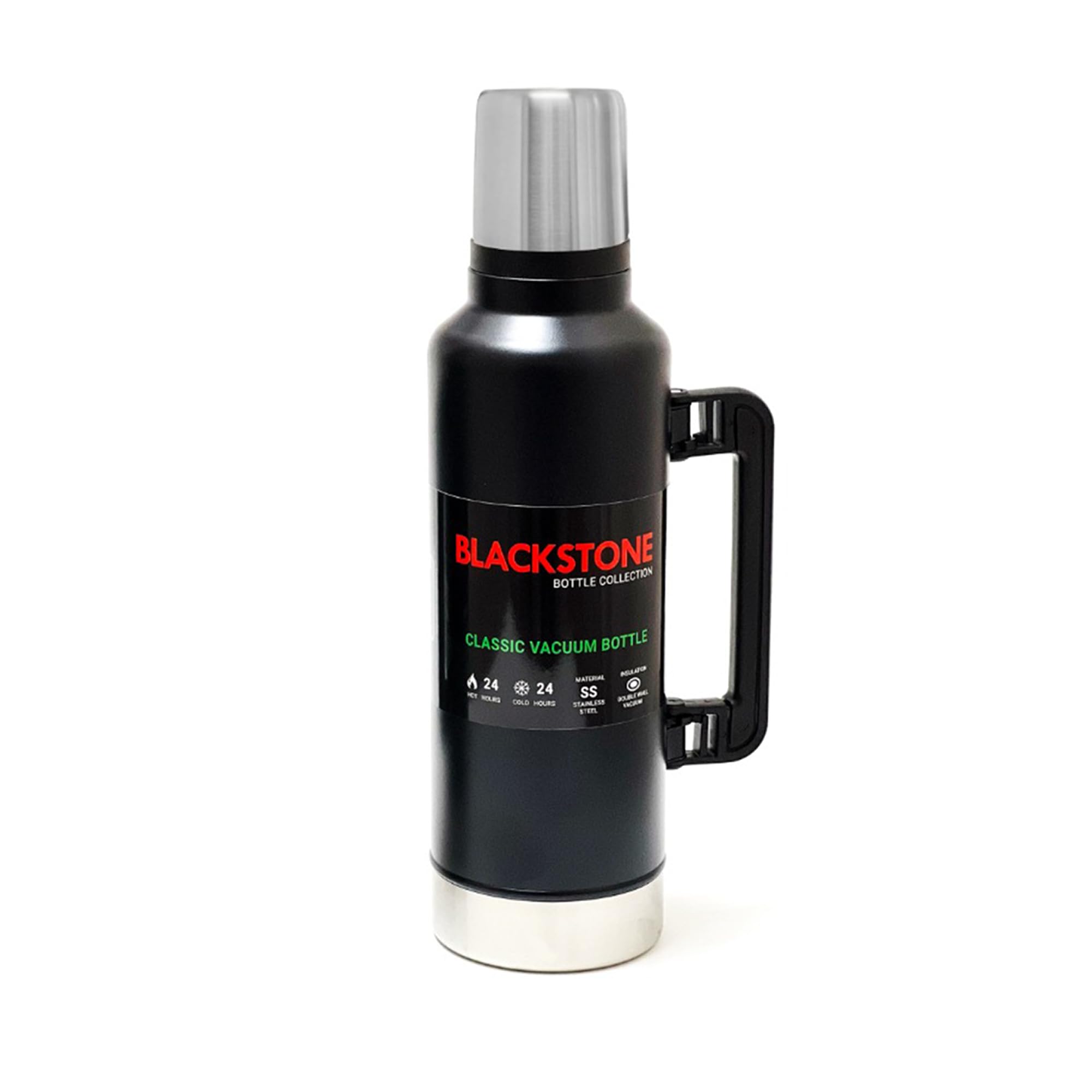 Blackstone Classic Bottle Flask – Stainless Steel Flask Leakproof Lid Doubles as Cup With Handle WJ100 (BLACK, 1000ML)