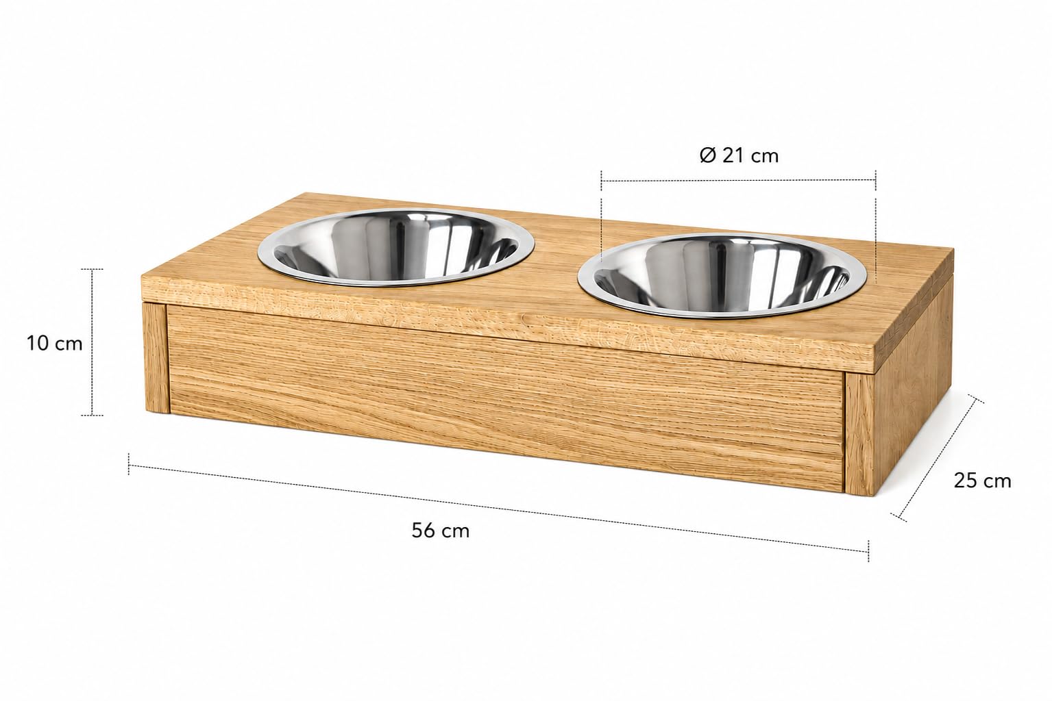 Comedero para perro montado en la pared de madera maciza de roble – Comedero colgante para perros con 2 cuencos de acero inoxidable de 2 × 1,5 L, comedero elevado para perros grandes