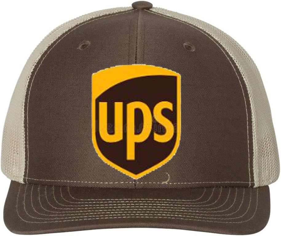 United Parcel Service Official Style Color Richardson 112 Snapback Trucker Embroidered Patch Front Brown Knaki Baseball Cap Hat 6 Panel