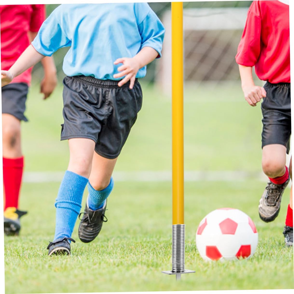 YARNOW 4pcs Soccer Corner Flag Spring-Loaded Spike Set with Ground Stakes Soccer Agility Training Equipment for Field Marking and Pole Fixing