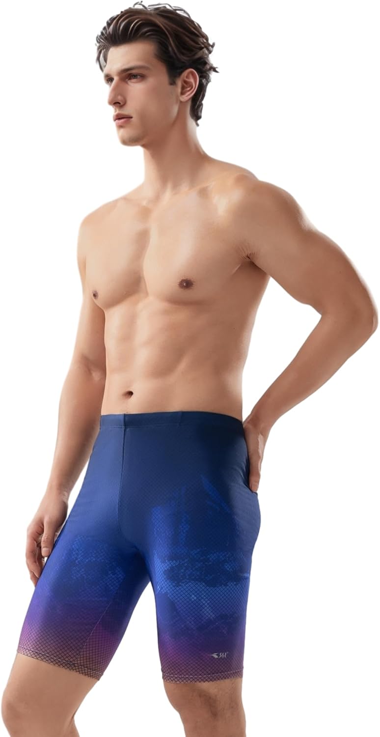 361° Swim Jammers for Men, Pro Racing Training Swimsuit, Chlorine Resistant Endurance Mens Swim Suit Swimwear Tech Pant