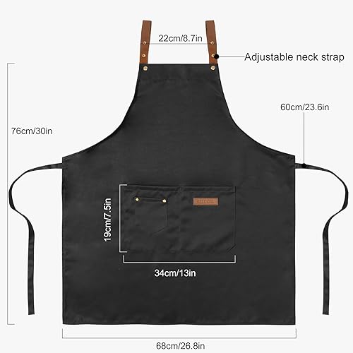Miniatura 3 de DILLMAN Delantales de arte para hombres y mujeres, pintura de cerámica, para hornear, correas en la espalda en H, delantal de cocina con bolsillos