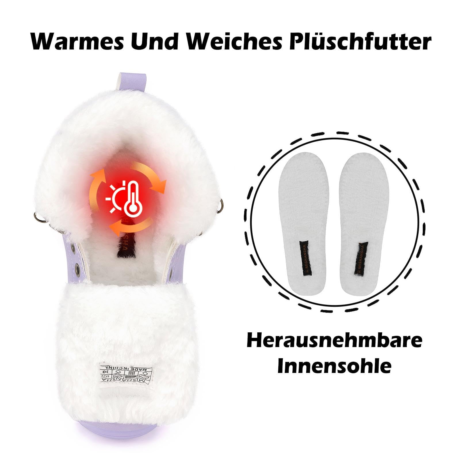 Mishansha Scarpe Invernali Bambini Antiscivolo Stivaletti Invernali con Calda Imbottitura per Ragazzi e Ragazze, Bambino e Bambina, Gr.24-36