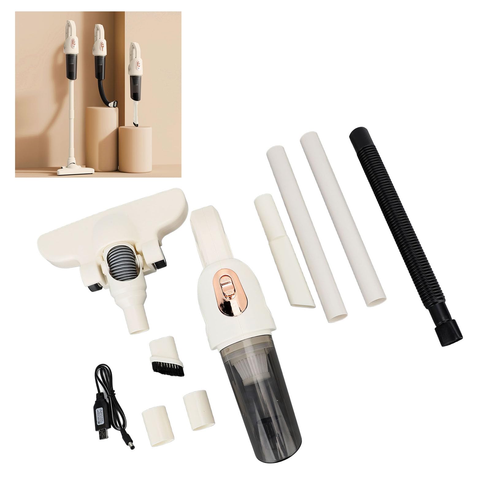 Aspirateur à Bâton Puissant, Aspirateur Vertical Portatif Portatif, Brosse Rotative à 270 Degrés pour Tapis et Poils d'animaux