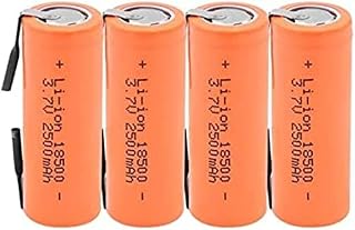 3.7v 2500mah 18500 Li ION Ba, with 2 Welding Tabs for LED Flashlight Headlamp LED Lighting Product,4pcs