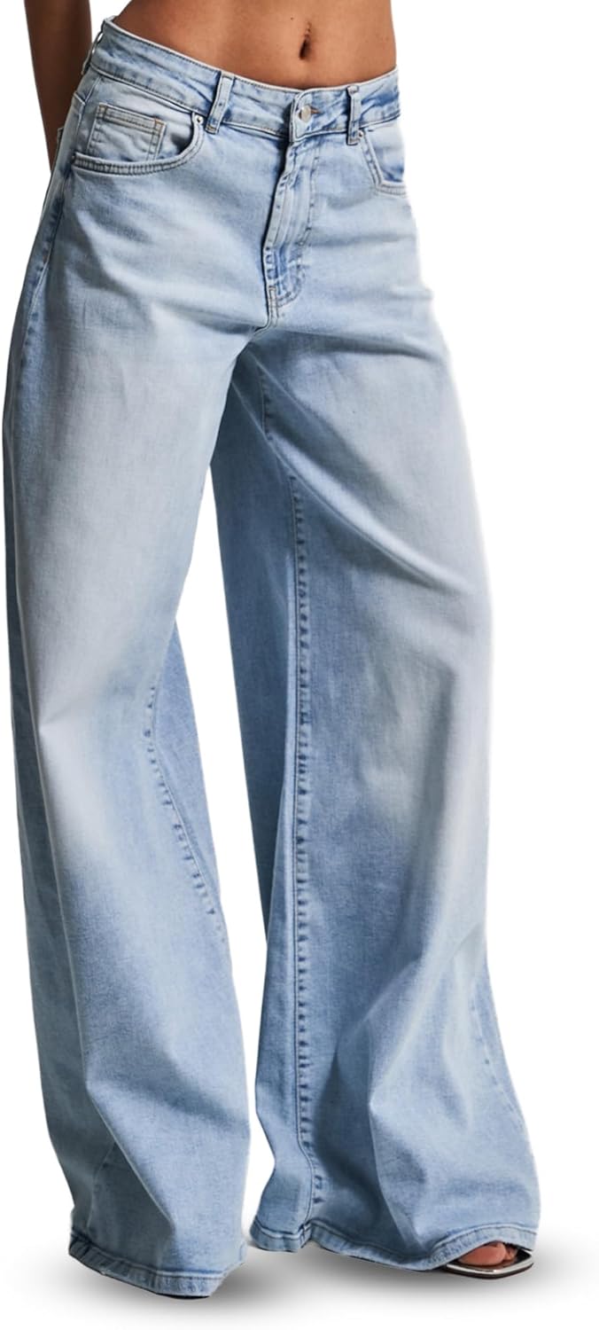 IT'S BASIC Straight Wide Leg Jeans for Women High Waisted, Relaxed Fit Trendy Womens Jeans Stretchy Denim Pants, Stonewashed - Image 6