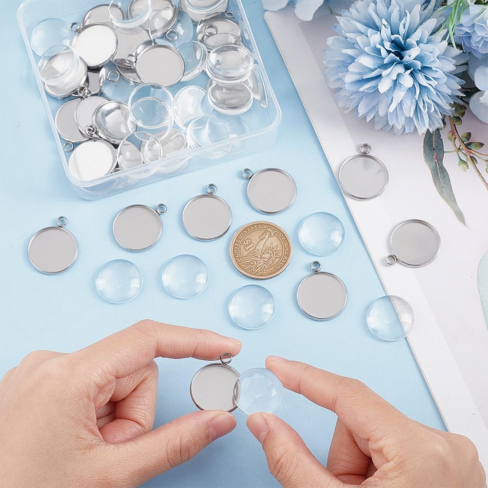 20 Cabochon Tondi 25mm In Acciaio Placcato Oro 24K - Montature Per Creazione Gioielli Fai Da Te - Foto 4