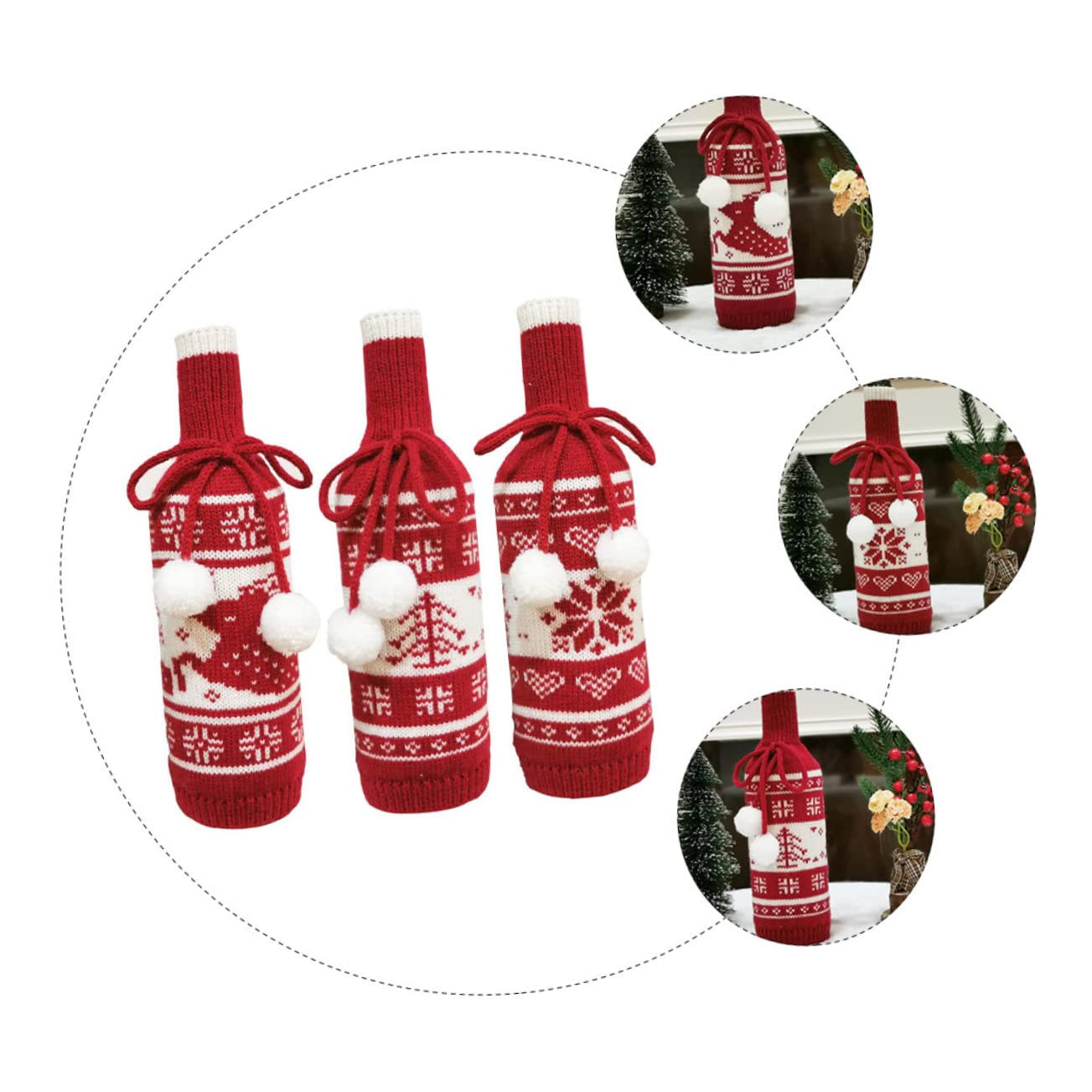 Toyvian 9pièces Housse De Bouteille De Motifs De Sapin Renne Et De Décorations pour Bouteilles Réutilisable Et Chic pour Amateurs De