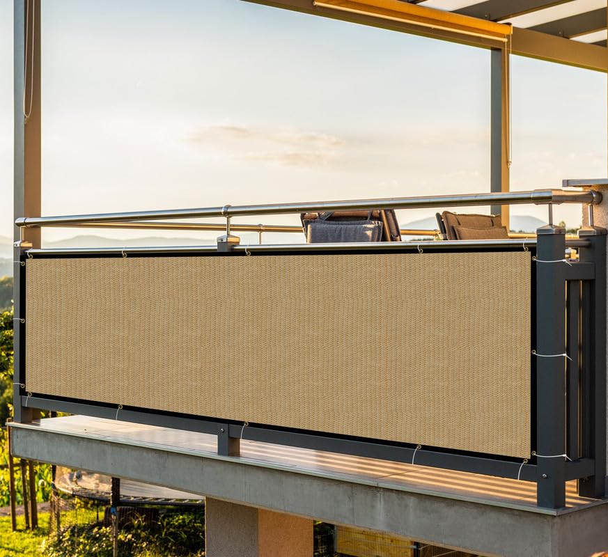MetDeals HDPE Balcony Baby Safety Net with Polyester Webbing for Railing | 85% Sun & UV Blockage Balcony Safety Net with Rust-Free Grommets & Cable Tie for Easy Installation(Beige, 0.80X8 MTR)-picture-13