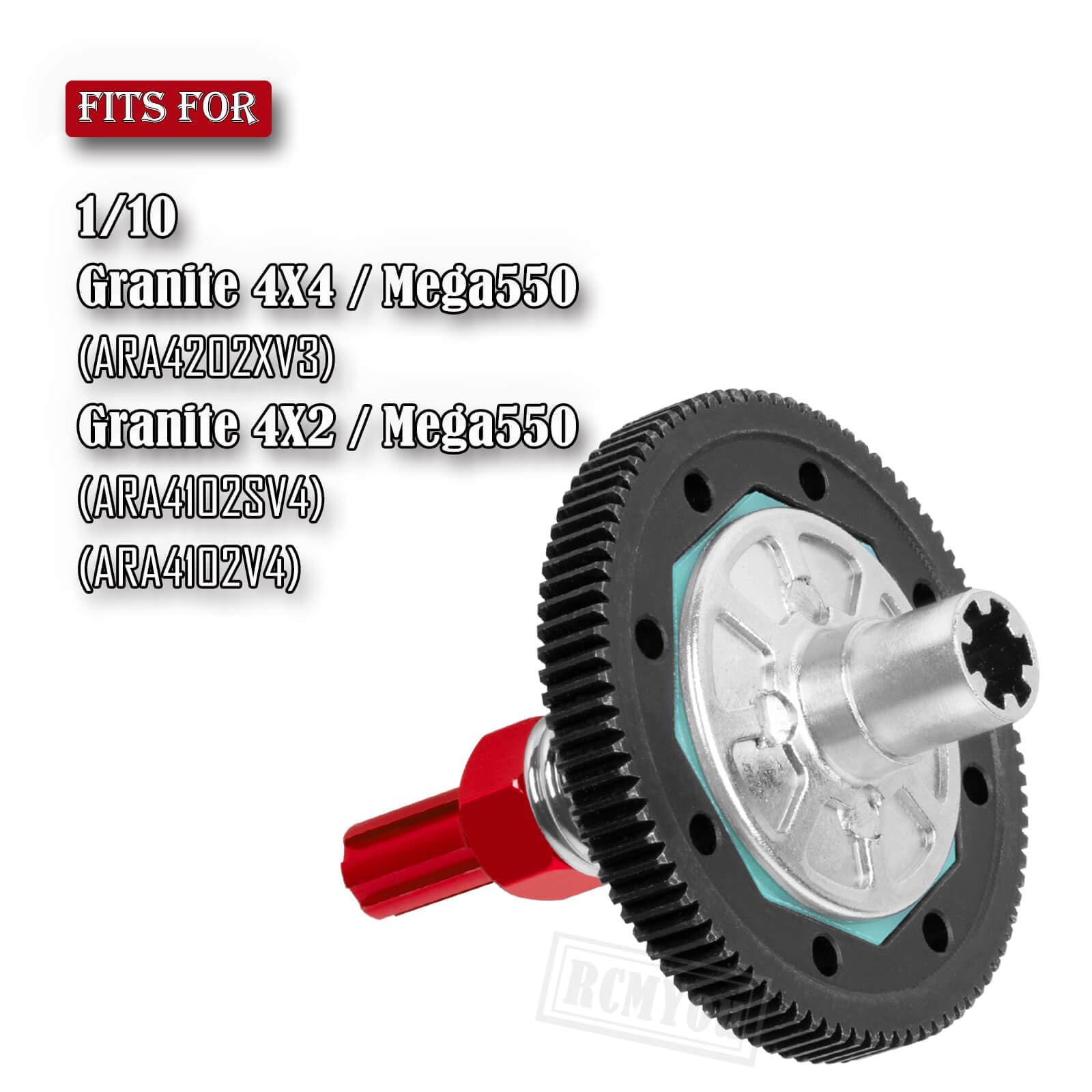 RCMYou 91T Spur Gear Slipper Clutch & 21T 23T 25T Pinions Gear Upgrades Part for 1/10 Arrma Granite 4X4 / Granite 4X2 Mega550,Red