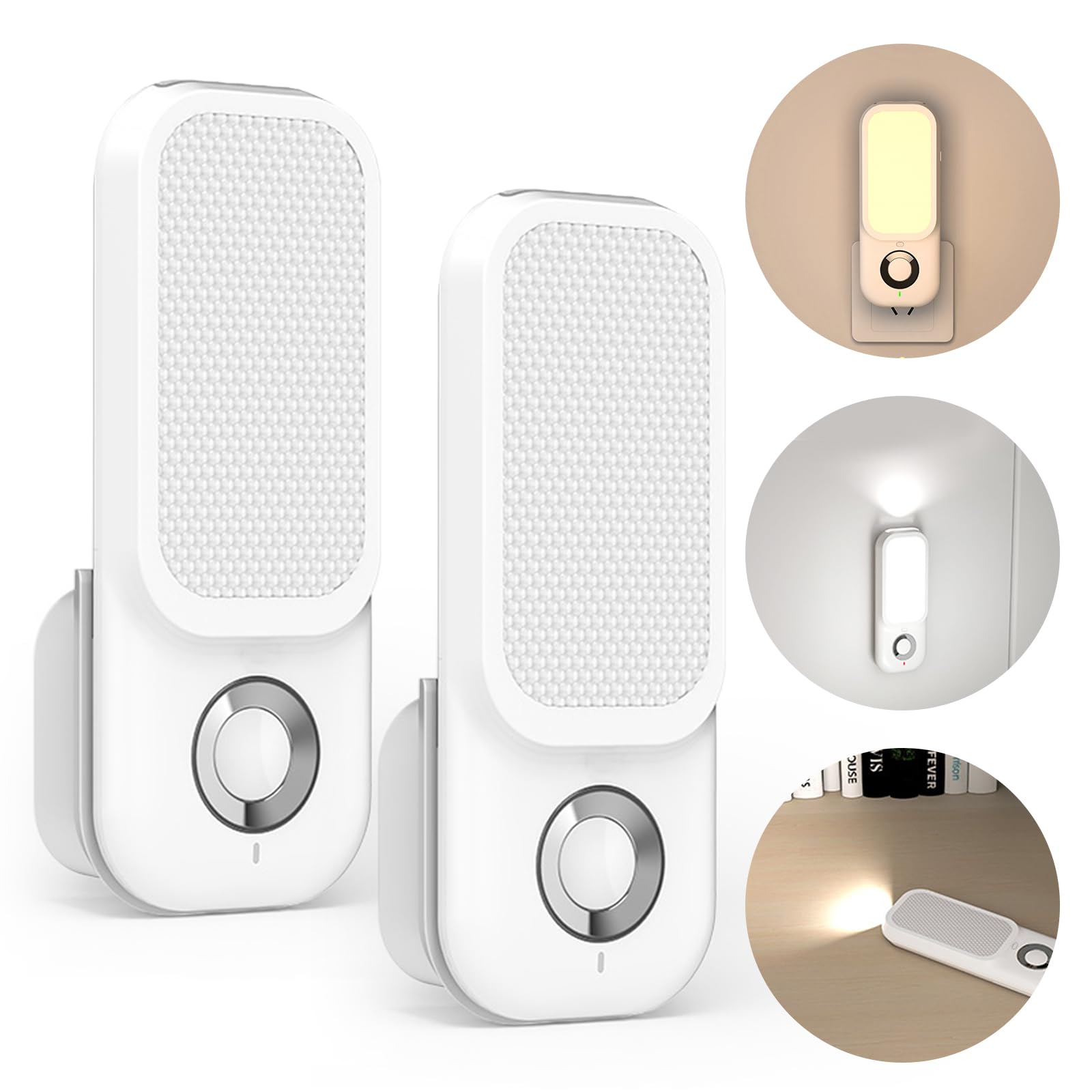 PORFOYO 2 pezzi luce notturna, presa notturna, presa di corrente, 4 in 1, torcia a induzione, luci notturne con sensore di movimento, luci a LED, luce di emergenza per interni ed esterni