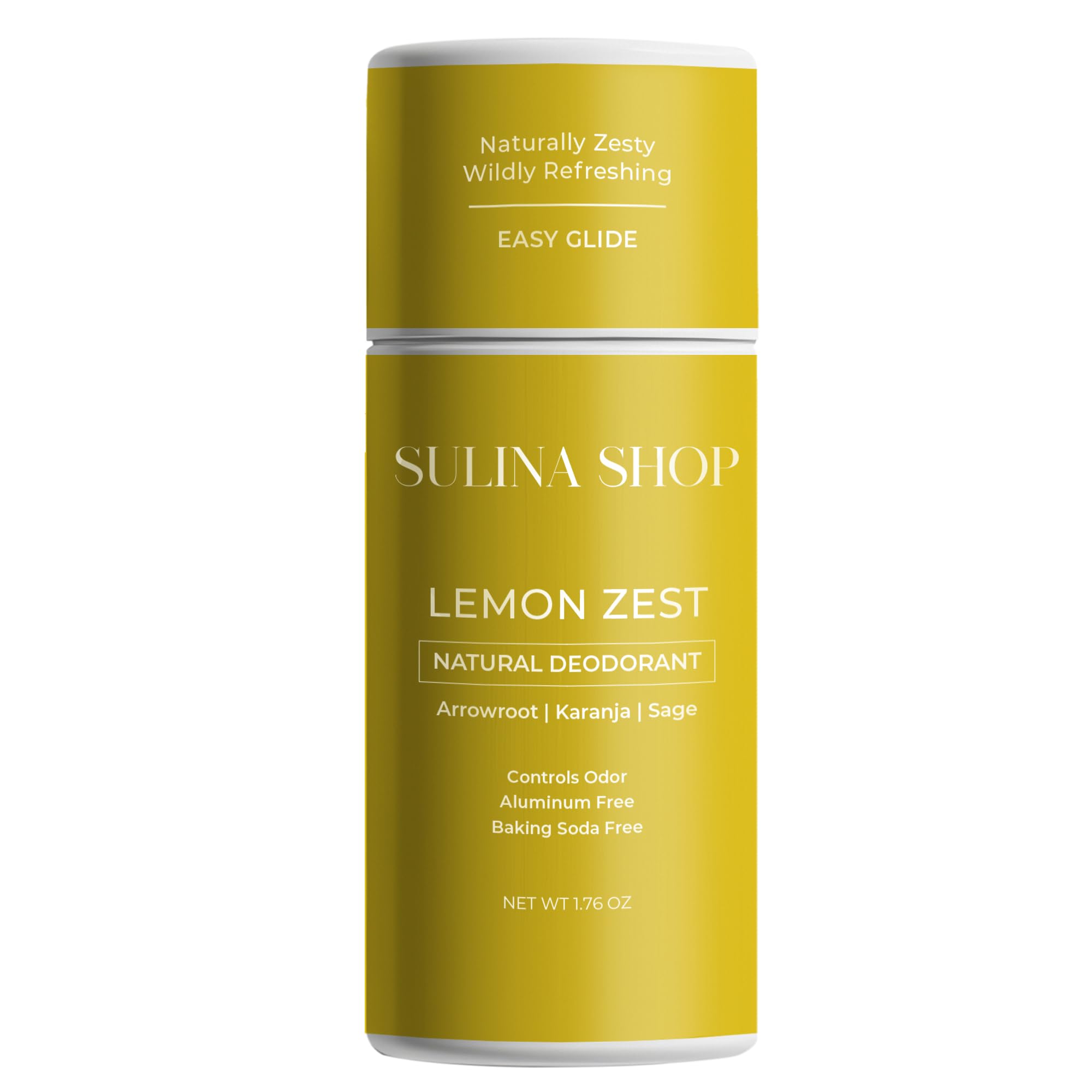 Lemon Zest - All Natural Deodorant for Woman, Aluminum-Free, Baking Soda-Free, 12-Hour Odor Protection, Clean Citrus Scent - For Women & Men, Gentle on Sensitive Skin
