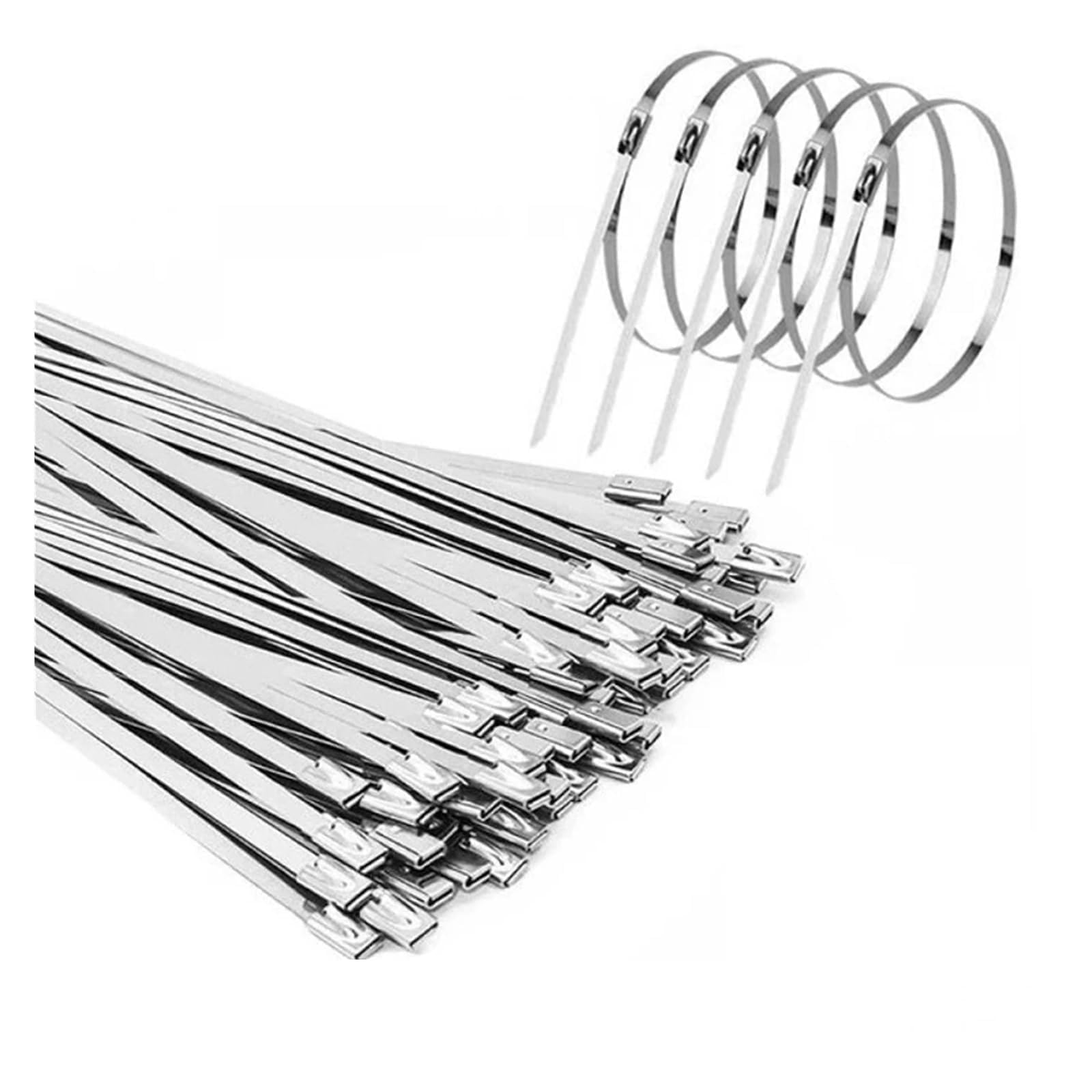 Violdhhjk One Color Stainless Steel Metal Cable Tiemetal Zip Ties 100 Pcs 4.6Mm 304 Stainless Steel Metal Cable Ties Multifunctional Self-Locking Cable Ties Zip Exhaust Wrap Coated Locking(4.6X500mm-100Pcs)