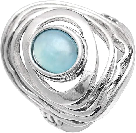 Amazon Co Jp Jewelry 指輪女性 サイズの女性のシルバー色の婚約指輪のために幾何学的な青い色オーバルリング 10 Size 8 ジュエリー