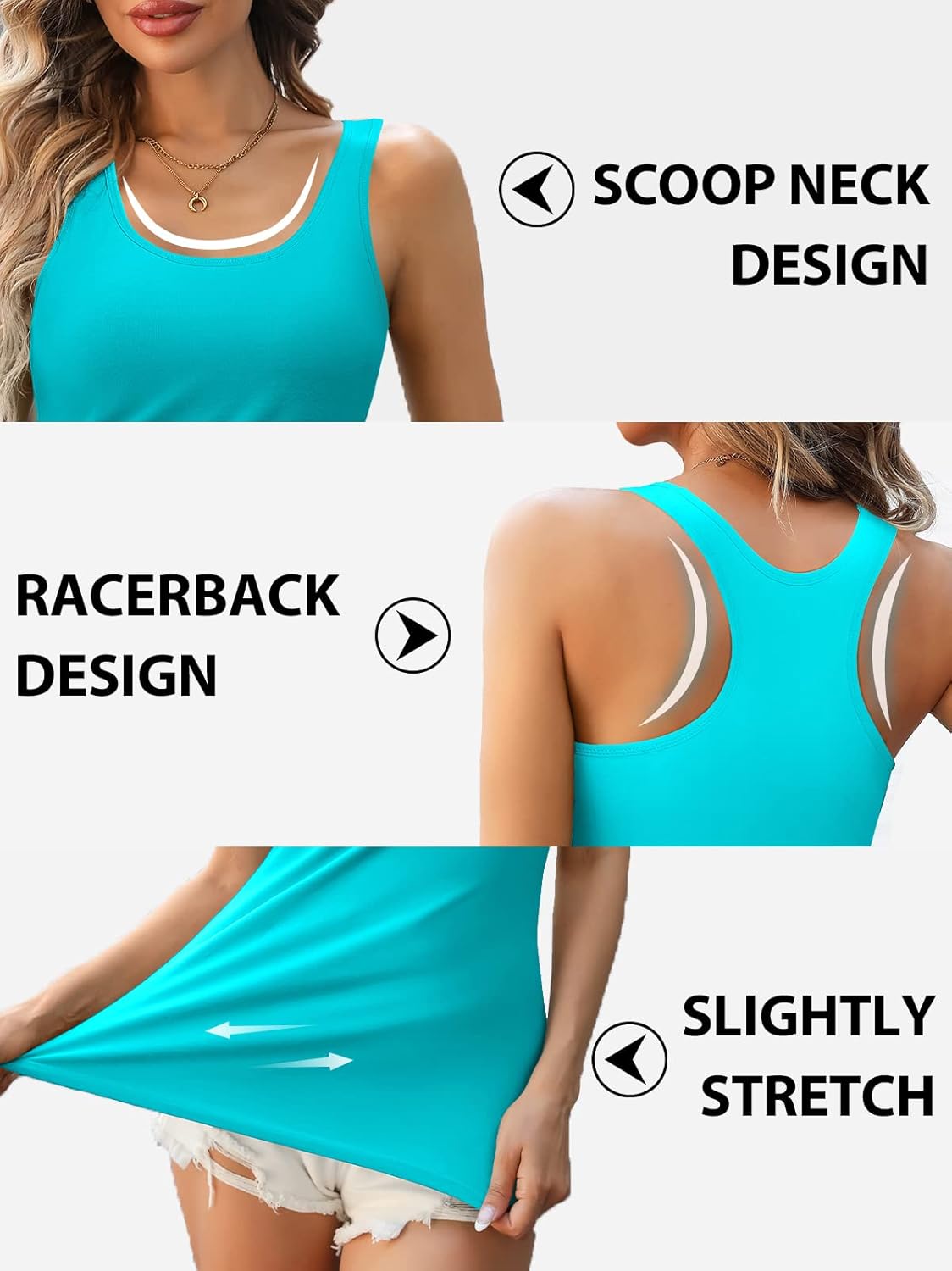 V FOR CITY Womens Shelf Bra Tank Tops Racerback Workout Camis Yoga Shirt Cotton Undershirt 2 Pack - Image 5