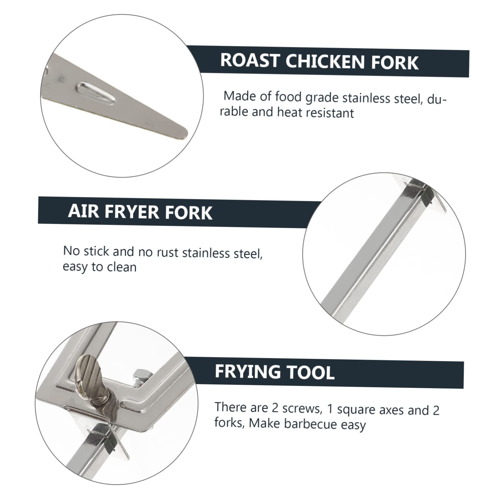 Fourchette à Rôtir Universelle 25cm Yardwe - Accessoire Inox Pour Poulet Et Viandes