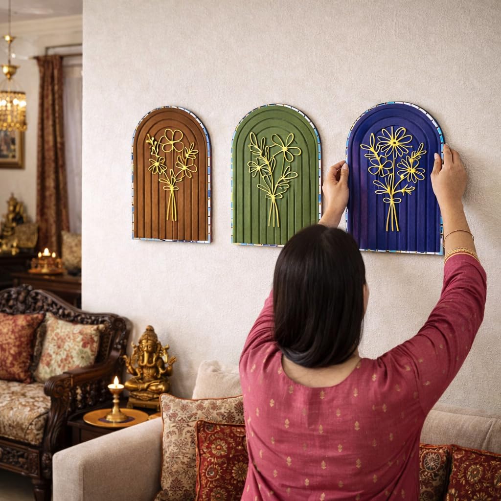 Bloom Wooden Wall Hanging Set - Boho Decor -2